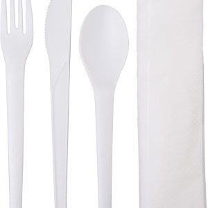 7" Plastic Spoon + Fork + Luncheon Napkin